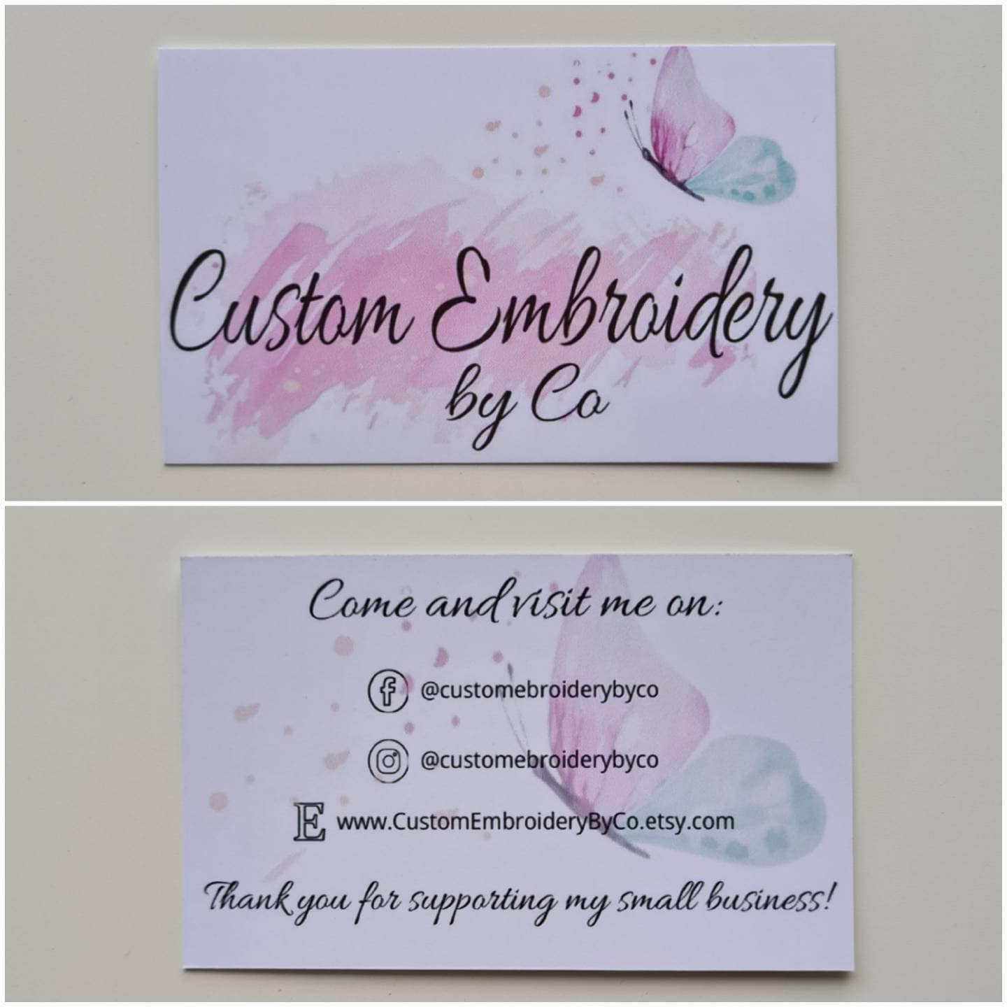 Personalised gloss business cards, small business tools, handmade cards, own logo, custom made cards, card printing, business stationery