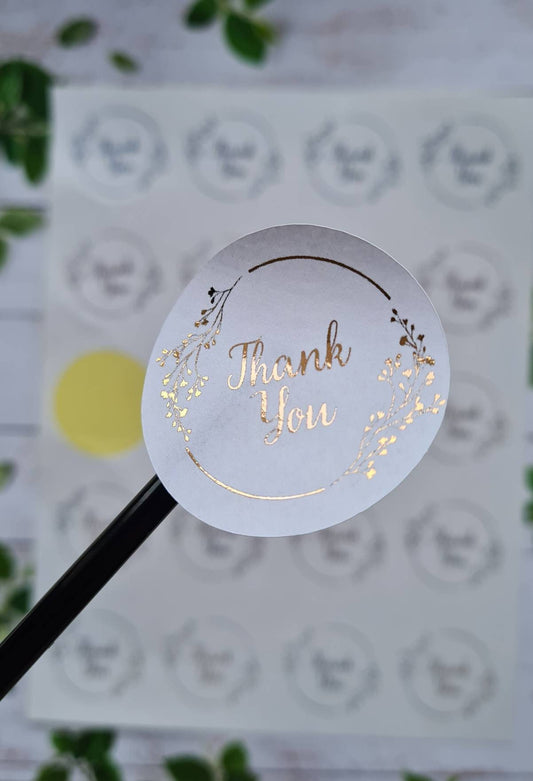 Foiled thank you stickers matt, sticker sheets, small business, wedding favours, christening, birthday party bags,